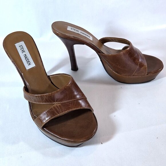 Steve Madden Suzan Leather Heeled Sandals Size 8 - Picture 2 of 4